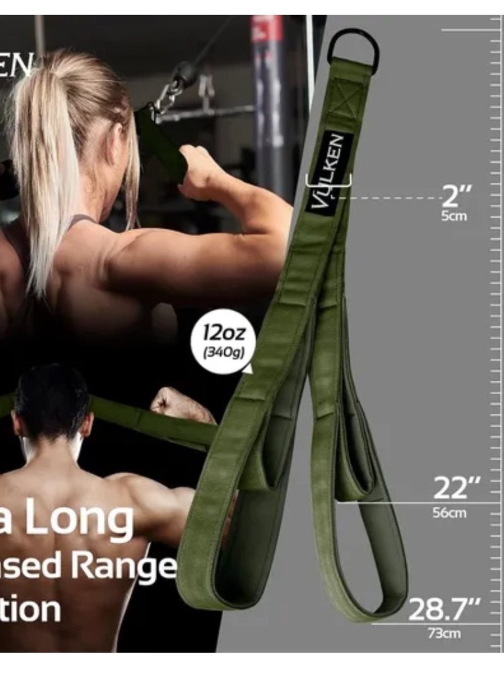 Vulken Olive Green Heavy-Duty Lifting Straps for Men